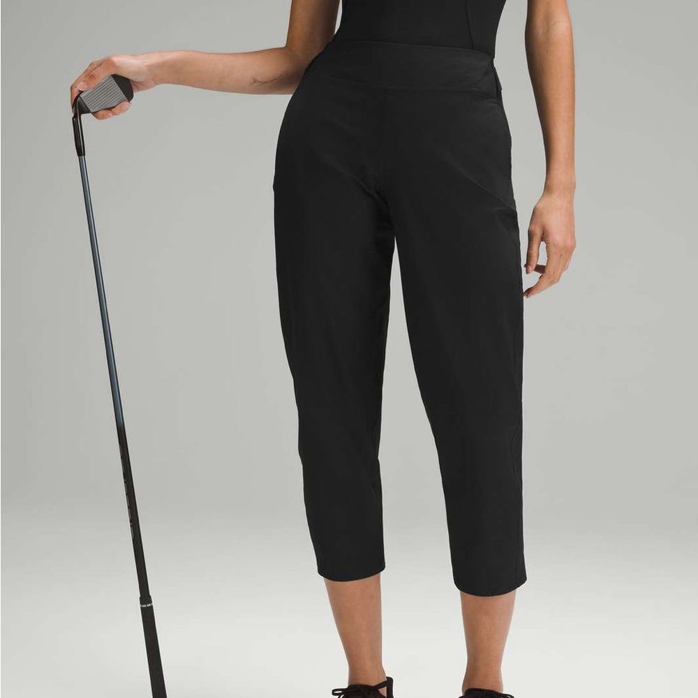 Lululemon Warpstreme Multi Pocket Mid Rise Golf Cropped Pants In Black Size 14